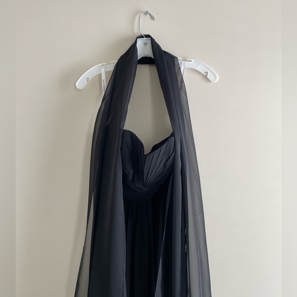 David's Bridal // Black Strapless Chiffon Dress - Picture 3 of 6
